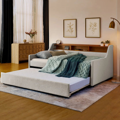 Storage bed by Unique Piece Furniture with LED lights, foldable trundle, wireless charging on Tampa Home & Garden Store