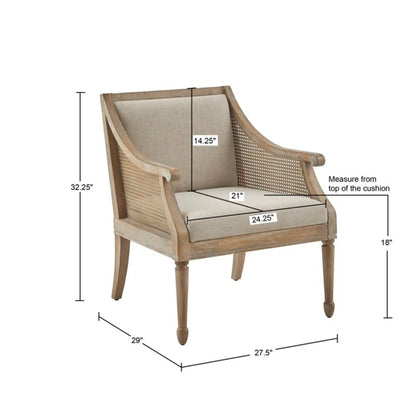 Transitional Cane Armchair and Cushion Natural