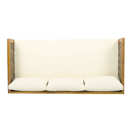 Claremont 3 Seater Daybed teak acacia wood with cream water resistant cushions on Tampa Home & Garden Store