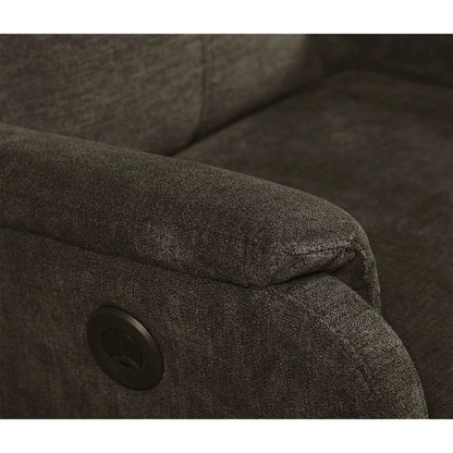 Brown textured recliner chair upholstery with round power control dial on Tampa Home & Garden Store