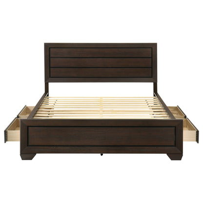 Holmgren panel bed with side drawers in dark espresso wood by HouseOfZazla, storage bed on Tampa Home & Garden Store