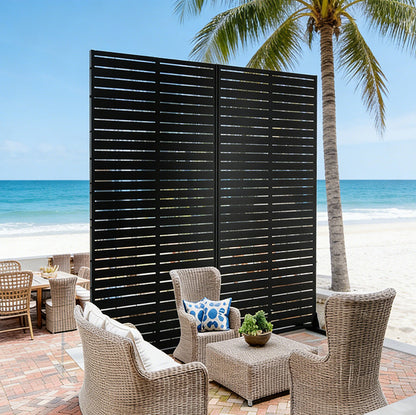 Sturdy And Black Metal Outdoor Privacy Screen