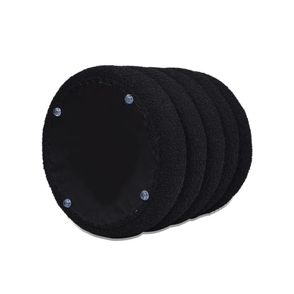 Fuji oversized round storage ottoman in black fabric with ringed panels on Tampa Home & Garden Store