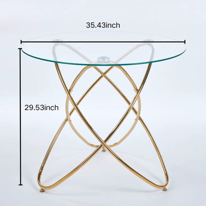 Metal Leg Dining Table with Tempered Glass Top