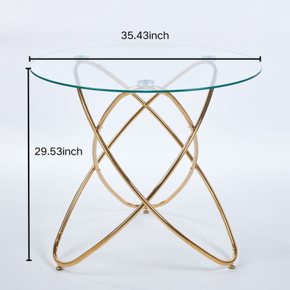 Metal Leg Dining Table With Tempered Glass Top by HouseOfZazla, glass top with gold legs on Tampa Home & Garden Store