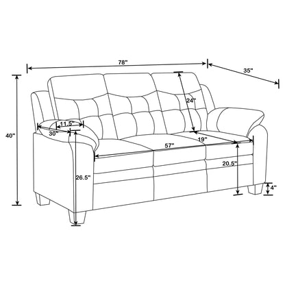 Eaton Black Padded Sofa and Tufted Backrest