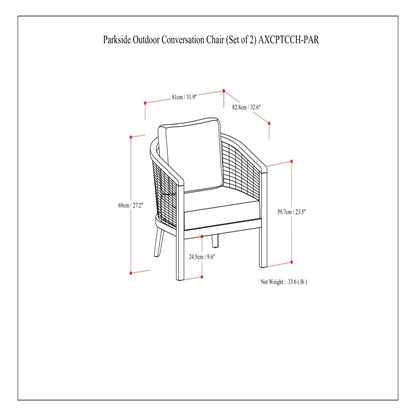 Parkside Outdoor Conversation Chair set of 2 natural by HouseOfZazla with woven back on Tampa Home & Garden Store