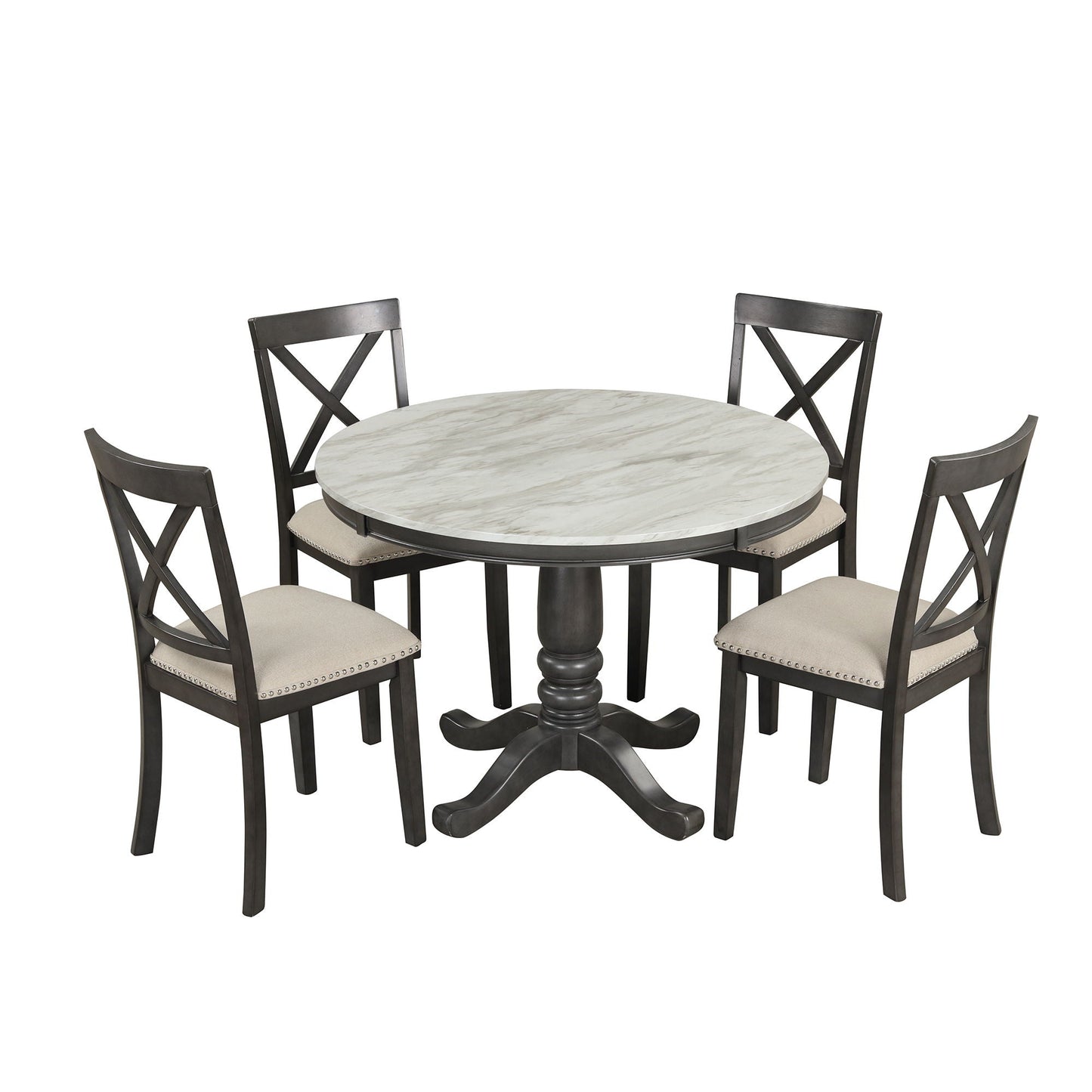 Elegant 5 Pieces Dining Table and 4 Chairs Set