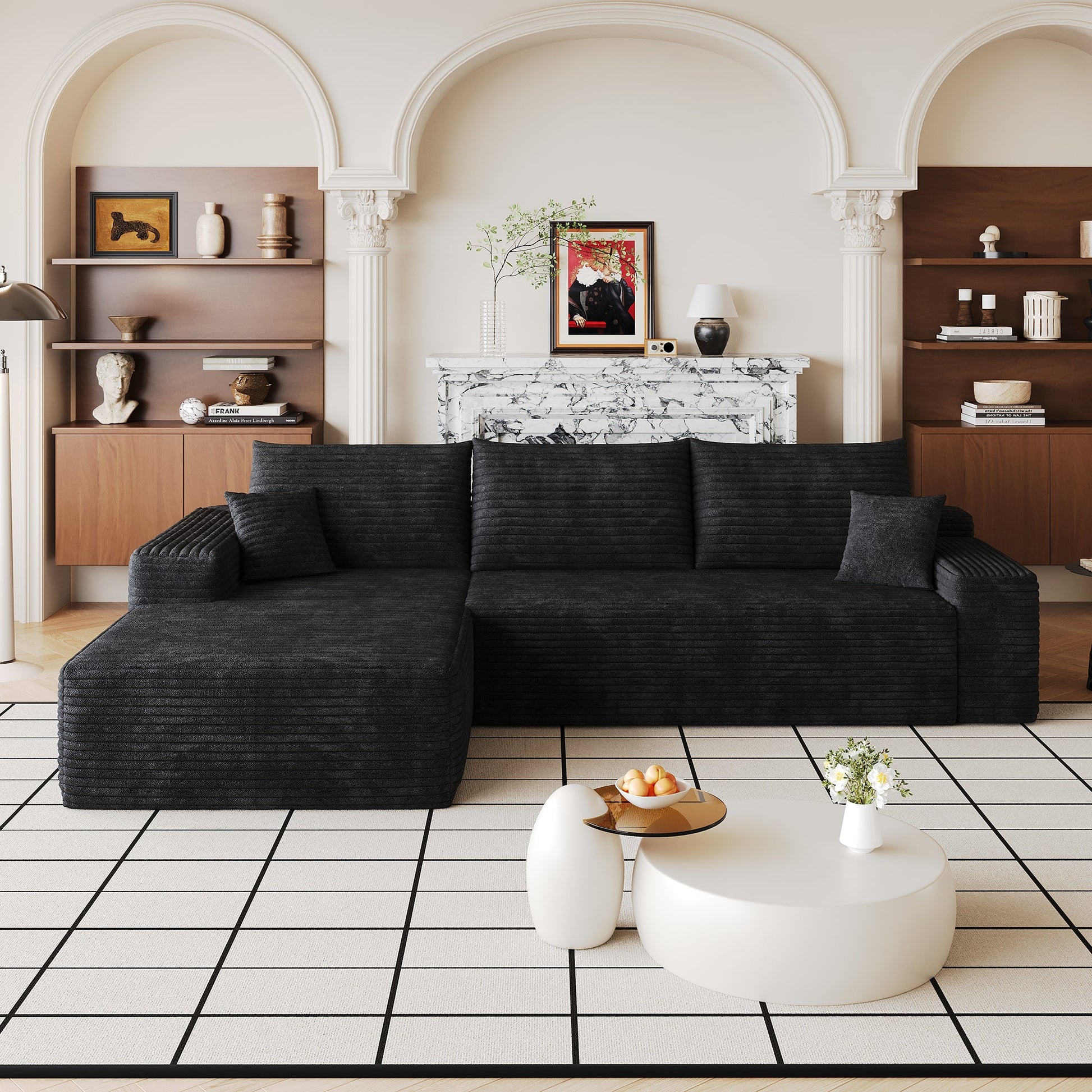 107in Cloud Sectional Sofa with L-Shape Chaise in charcoal fabric by HouseOfZazla Sofas on Tampa Home & Garden Store