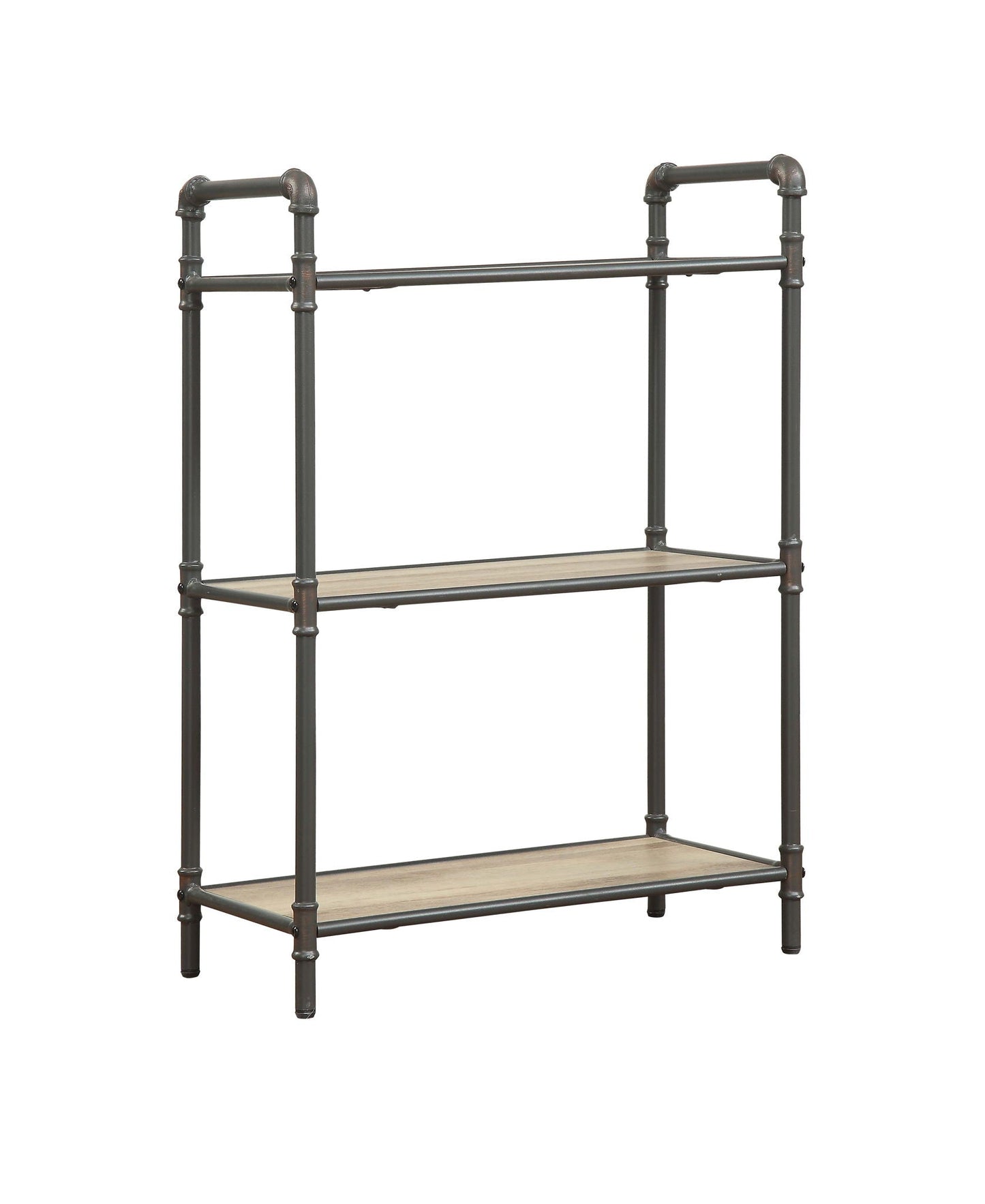 Itzel Antique Bookshelf etagere gray with oak shelves and industrial pipe frame HouseOfZazla on Tampa Home & Garden Store