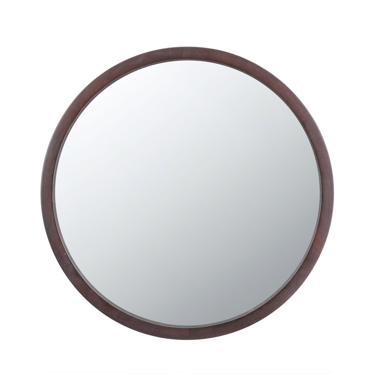 Circle wall mirror with brown wooden frame for living room by HouseOfZazla on Tampa Home & Garden Store