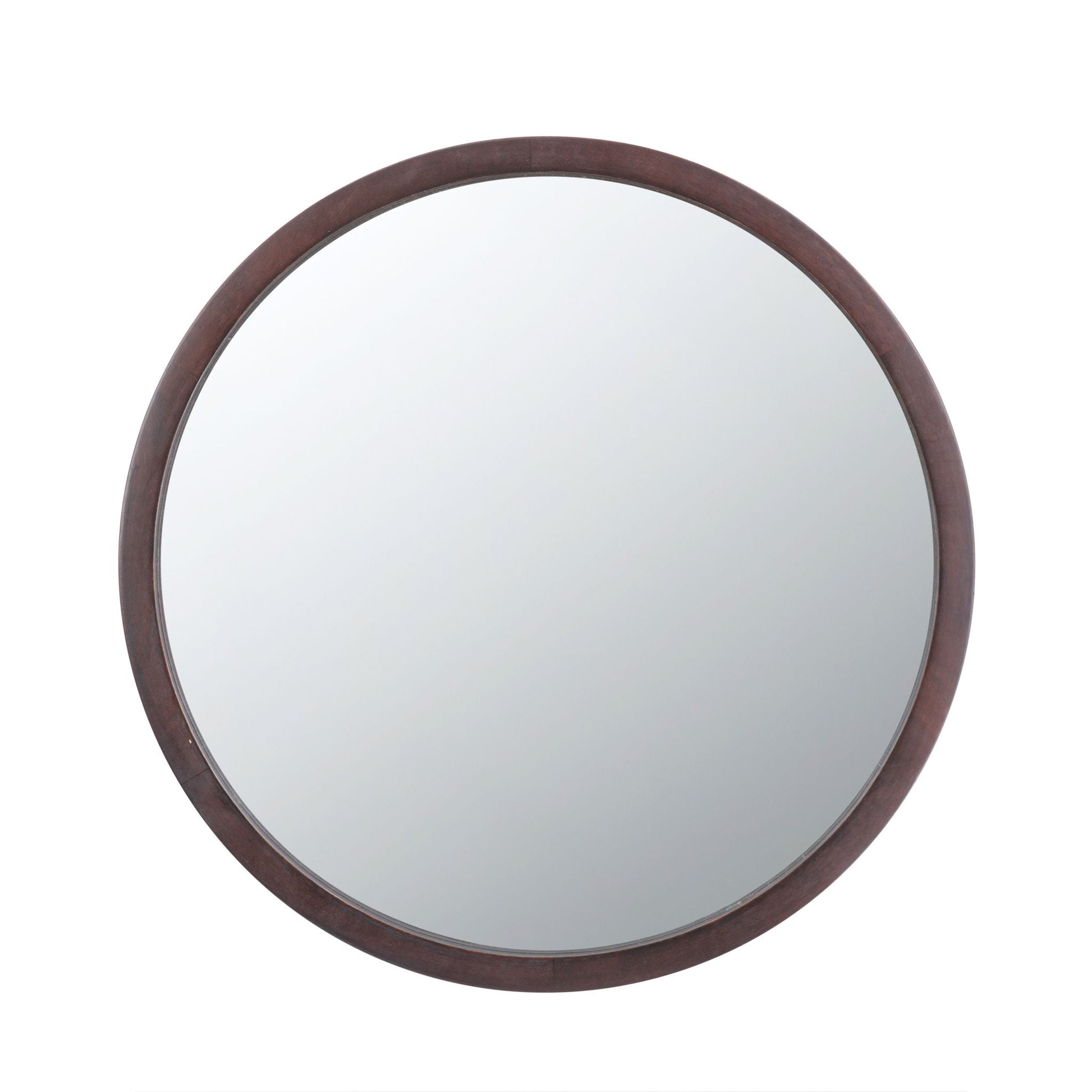 Circle wall mirror with brown wooden frame for living room by HouseOfZazla on Tampa Home & Garden Store