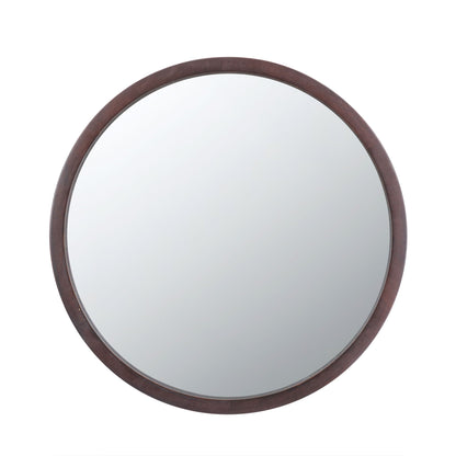 Circle wall mirror with brown wooden frame for living room by HouseOfZazla on Tampa Home & Garden Store