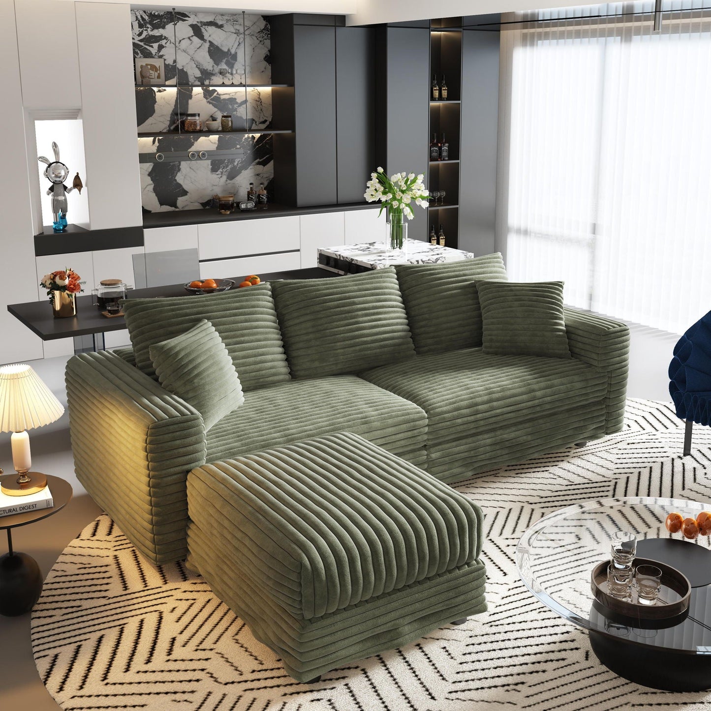 Convertible Sofa With Deep Seat and Pillows