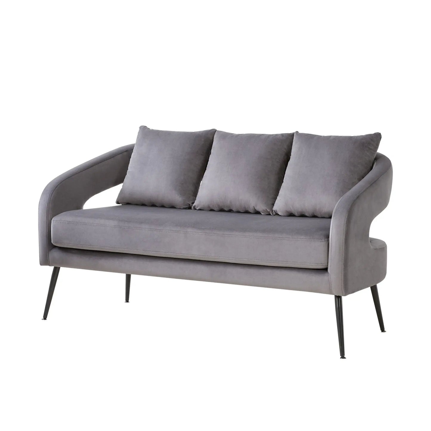 Open Back Loveseat Settee With Three Pillows