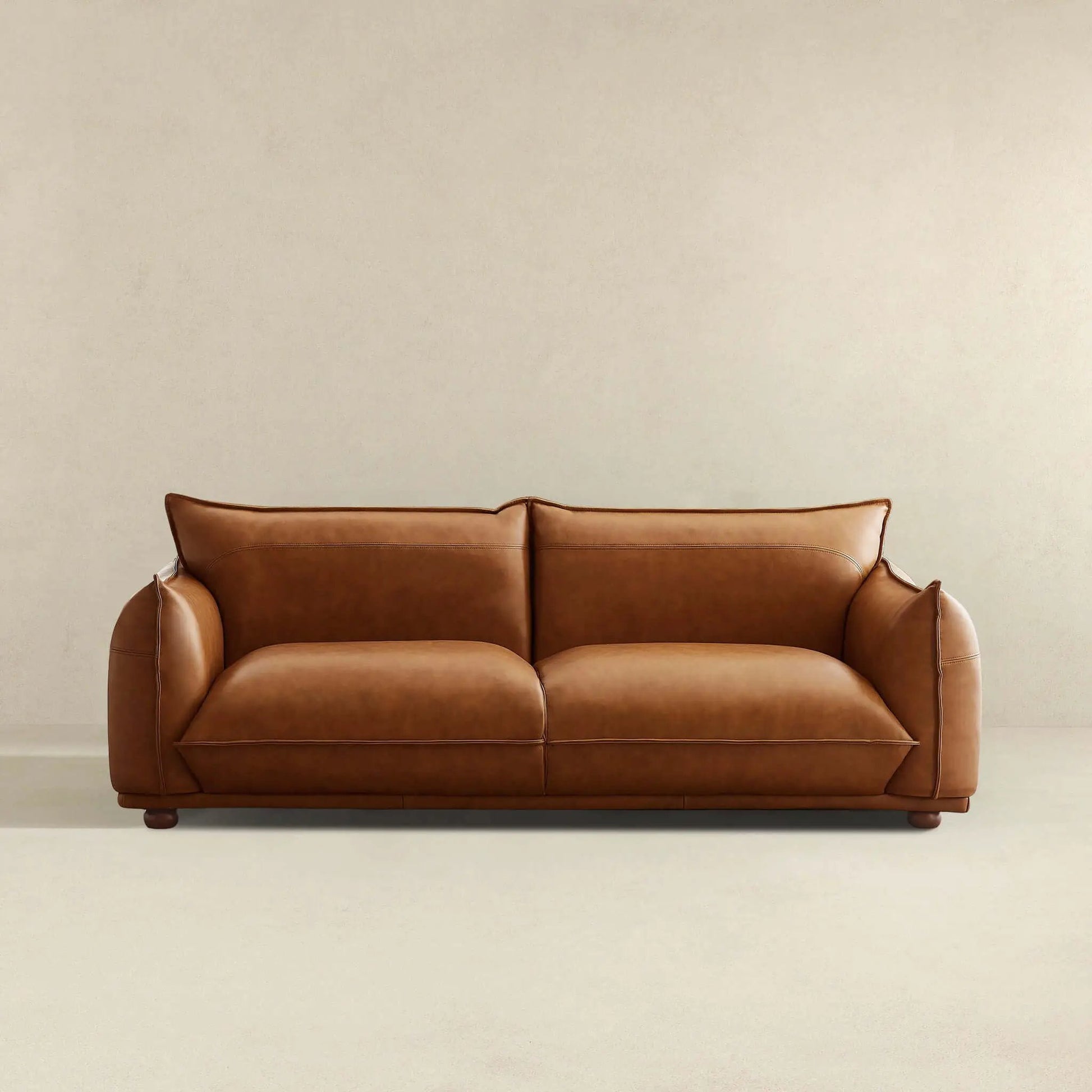 Emma - Mid-Century Modern Luxury Sofa, brown leather stationary sofa by Unique Piece Furniture on Tampa Home & Garden Store