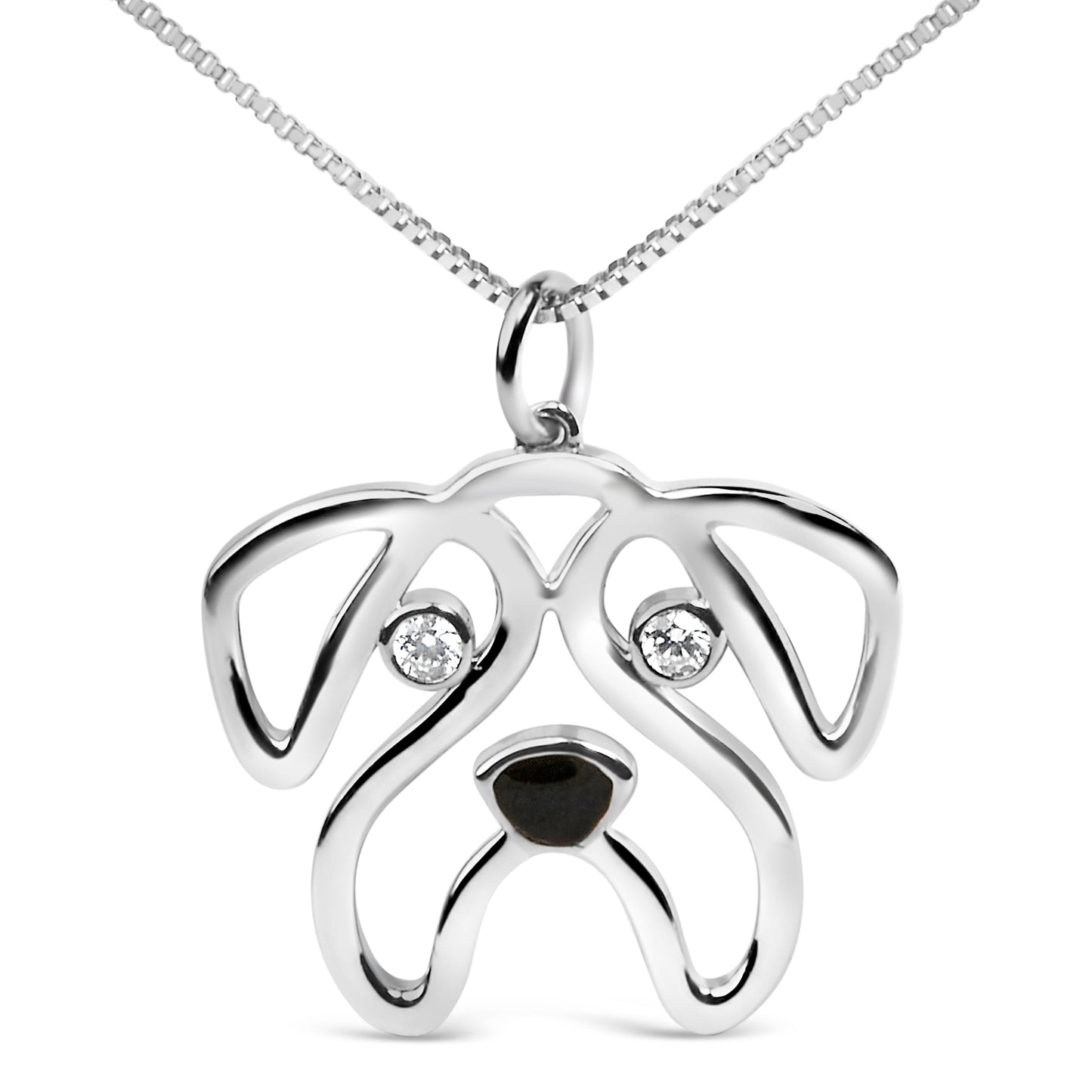 Sterling silver pug pendant necklace with diamond accents on 18-inch chain by Bids.com on Tampa Home & Garden Store