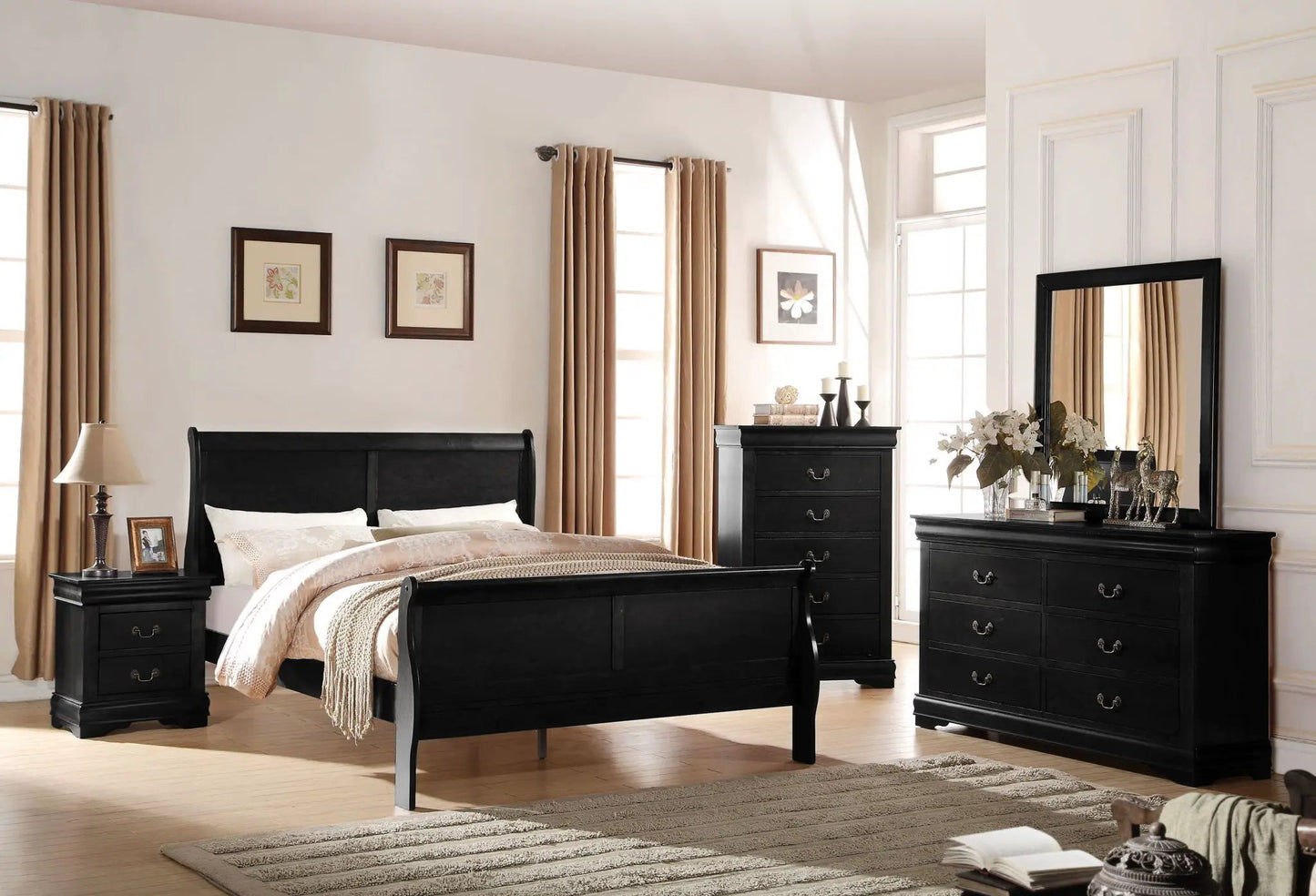 Louis Philippe Sleigh Style Bed Timeless Finish