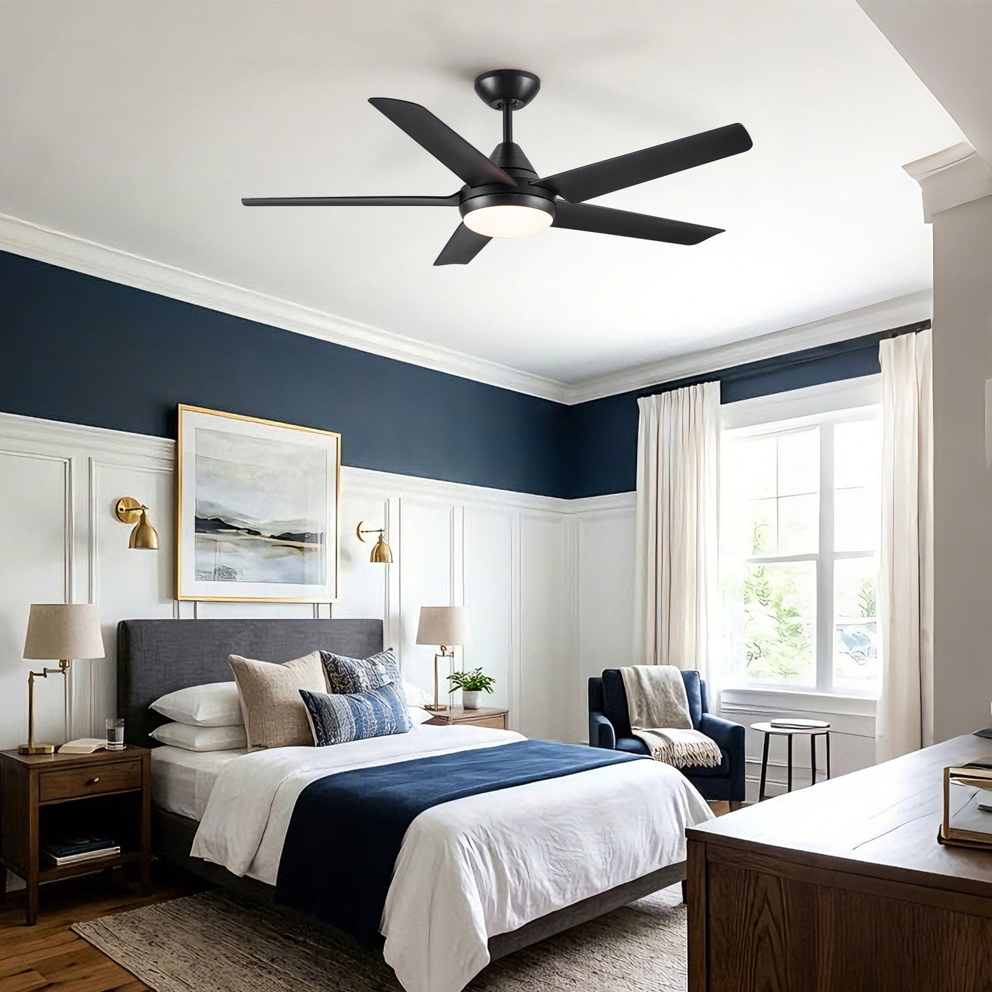 Ceiling fan with lights and remote control HouseOfZazla black finish, reversible DC motor on Tampa Home & Garden Store