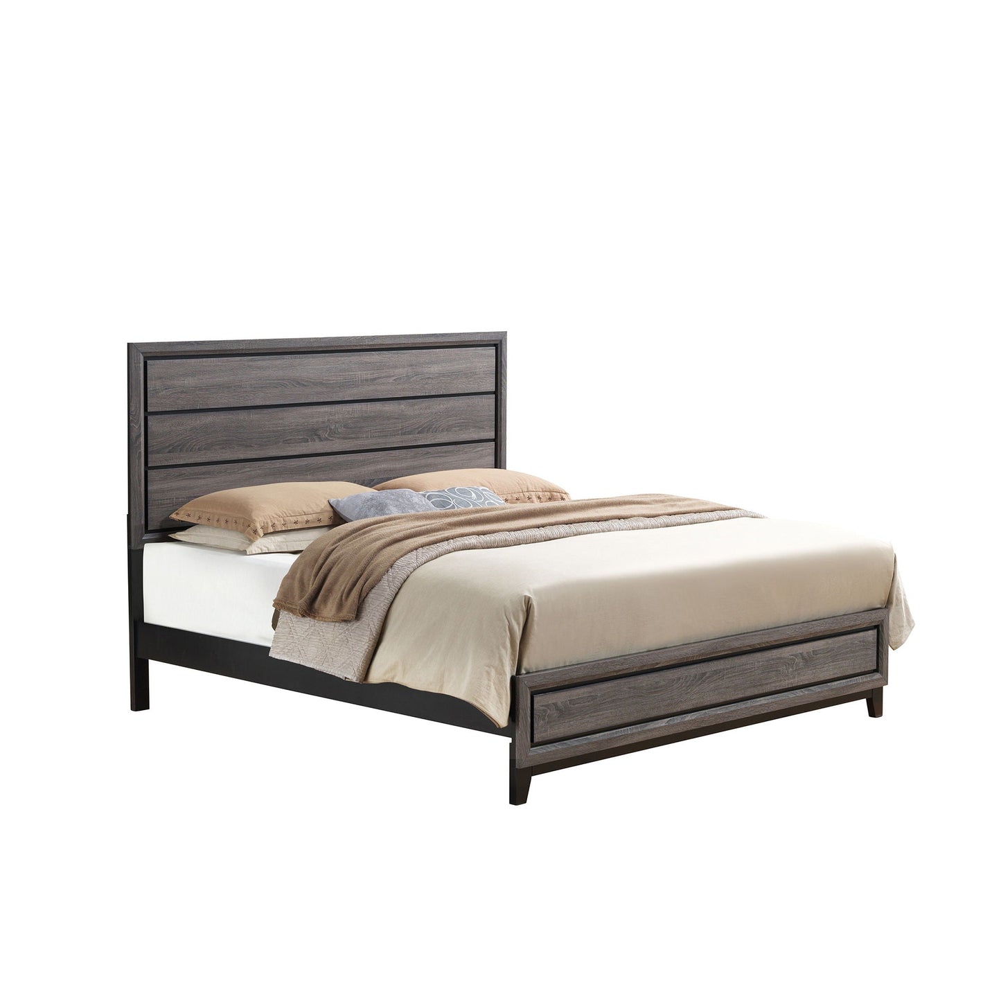 Mirage Bed, HouseOfZazla panel bed in dark gray wood with horizontal slat headboard on Tampa Home & Garden Store