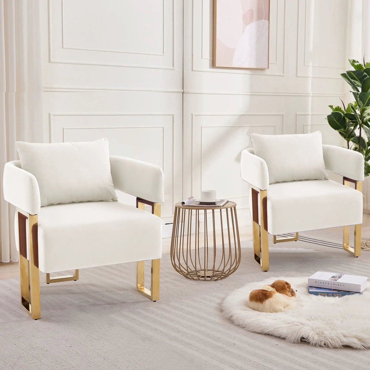 Modern Classic Teddy Fleece Chair with Metal Foot