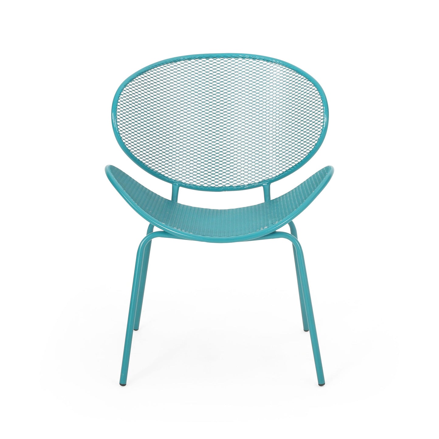 Elba Contemporary Outdoor Armless Chairs teal blue metal mesh set by HouseOfZazla on Tampa Home & Garden Store
