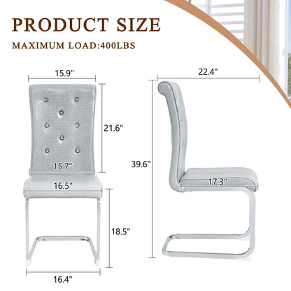 Elegant Design Upholstered Dining Chairs gray fabric with crystal studs Unique Piece Furniture on Tampa Home & Garden Store