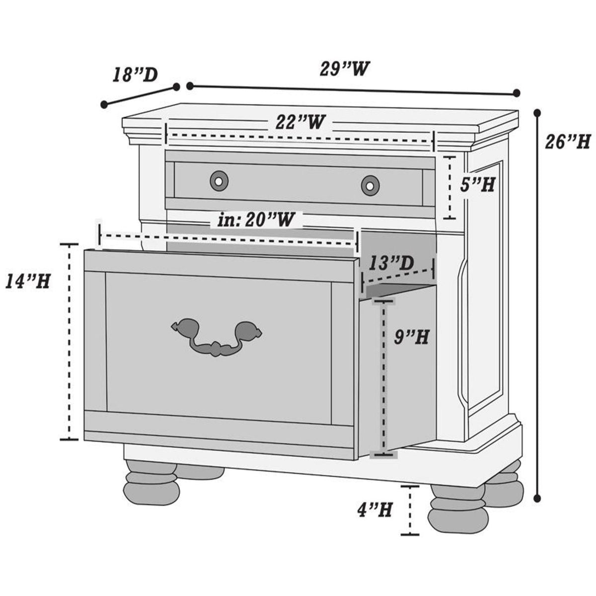 3 Piece Bedroom Set Bed With 2 Nightstands HouseOfZazla in wood finish on Tampa Home & Garden Store