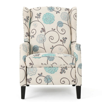 Westeros Wing Back Fabric Upholstered Recliner beige floral by Unique Piece Furniture on Tampa Home & Garden Store