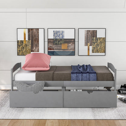 Platform bed with 2 drawers under-bed gray metal frame pink pillow by HouseOfZazla storage beds on Tampa Home & Garden Store