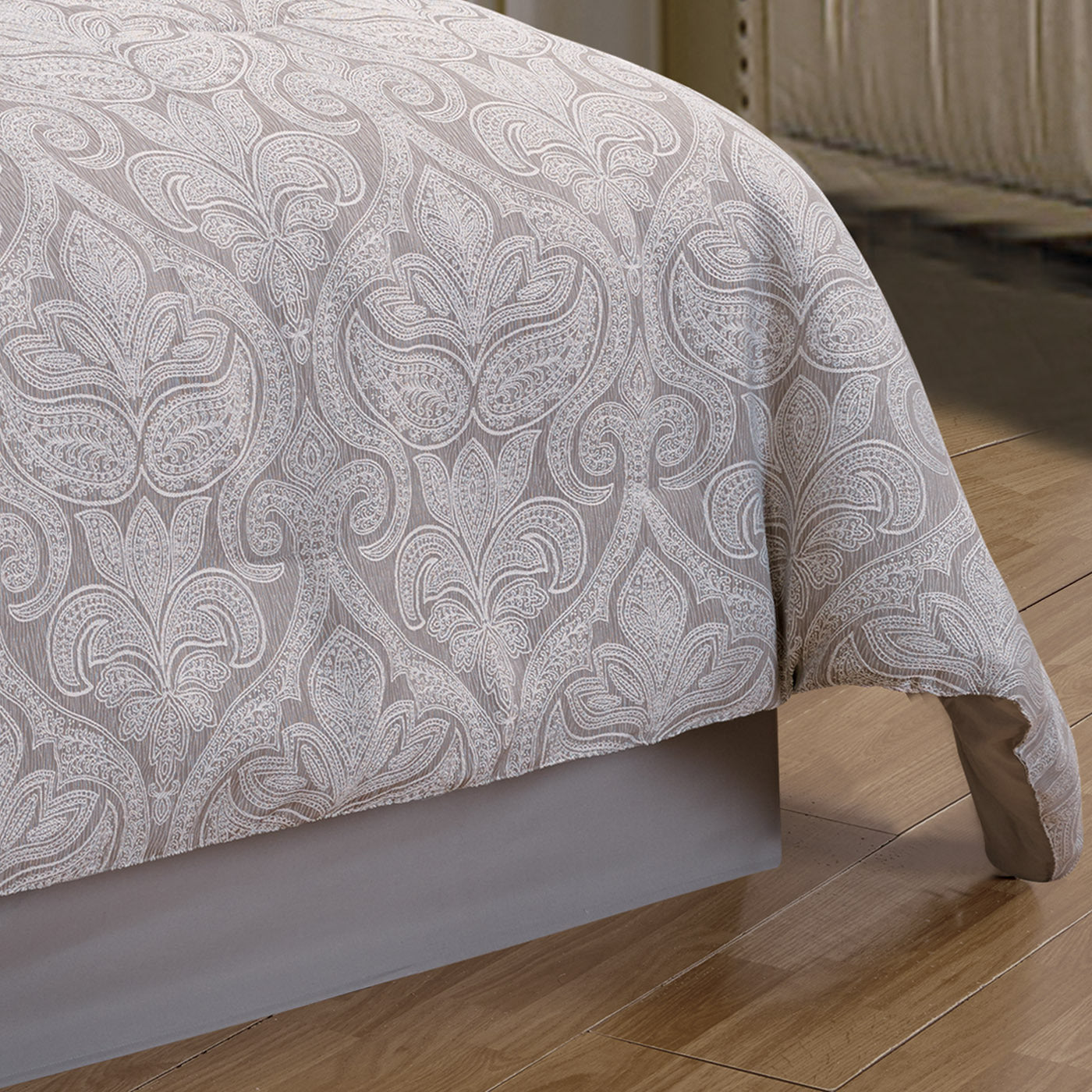 Winthrop Grey Damask Jacquard 9 Pc Comforter Set by HouseOfZazla on grey damask bedding on Tampa Home & Garden Store