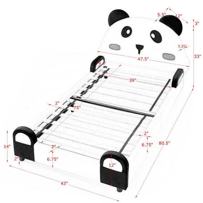 Twin size panda-shaped kids bed with velvet fabric and panda headboard by HouseOfZazla on Tampa Home & Garden Store