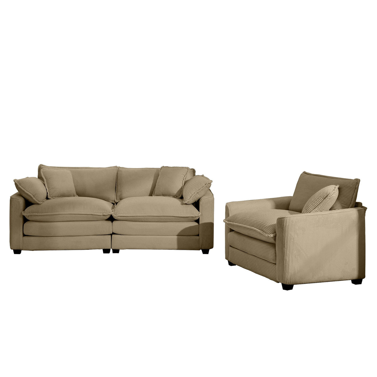 Elegant oversized sectional sofa set, 3-piece, beige fabric by HouseOfZazla with deep seats on Tampa Home & Garden Store