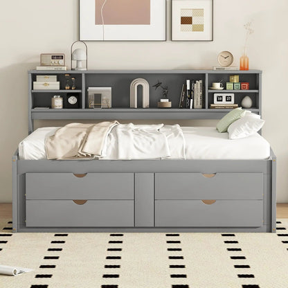 Daybed with Two Bedside Cabinets and Four Drawers