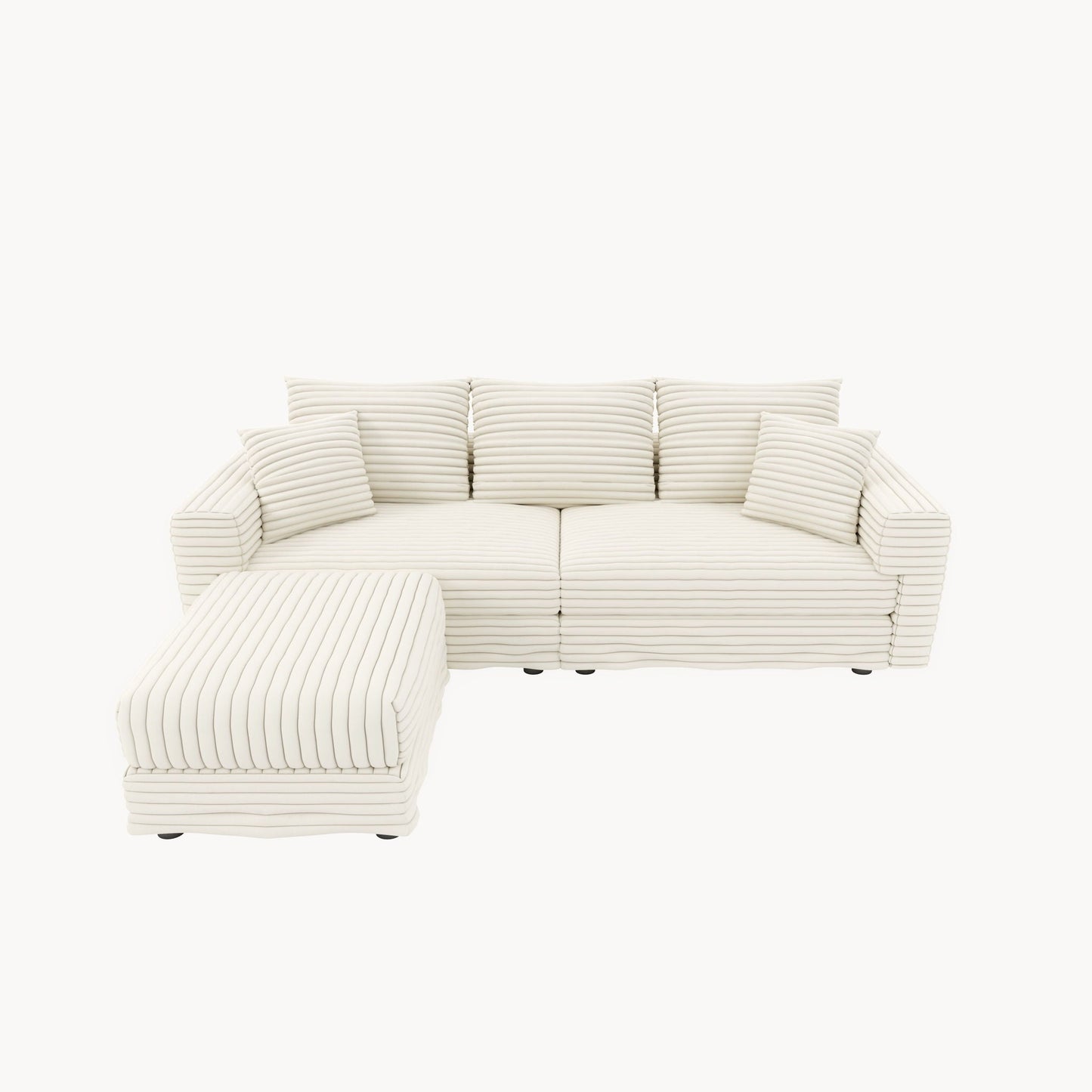 Deep Seat Sofa Bed With Ottoman and Soft Pillows