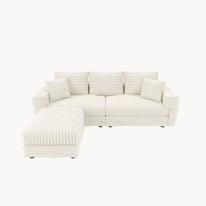 Deep Seat Sofa Bed With Ottoman and Soft Pillows