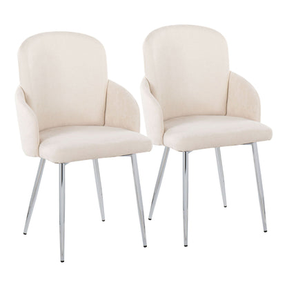 Beige upholstered contemporary dining chair set of 2 with chrome legs HouseOfZazla on Tampa Home & Garden Store