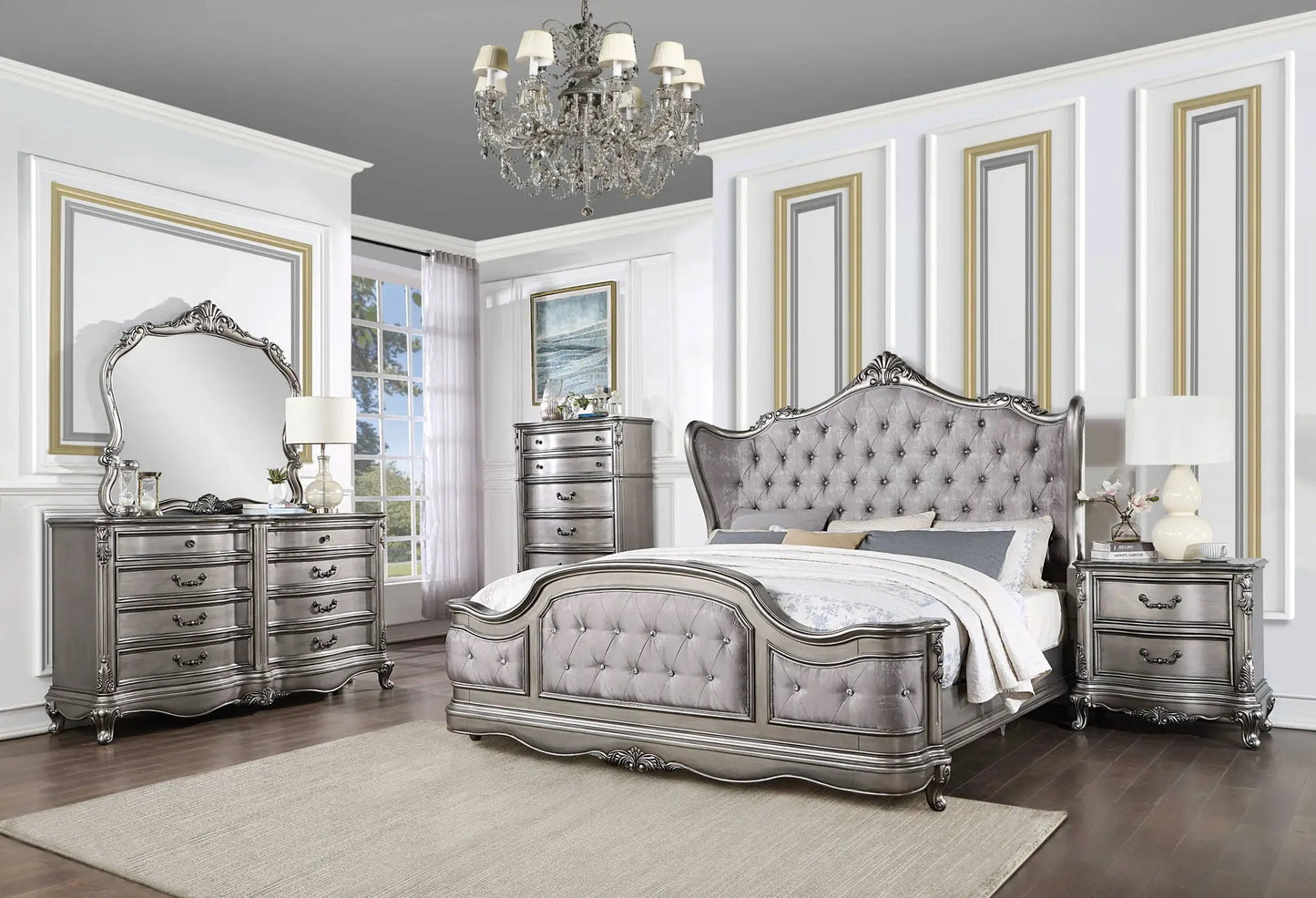 Ariadne Upholstered Bed with Tufted Headboard