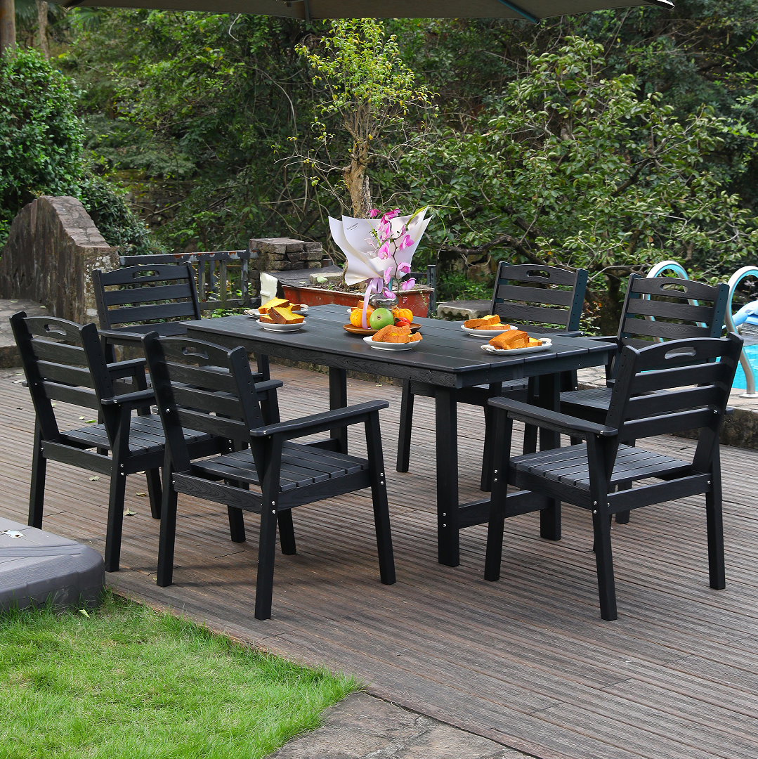 HDPE Outdoor Patio Dining Set and Six Chairs