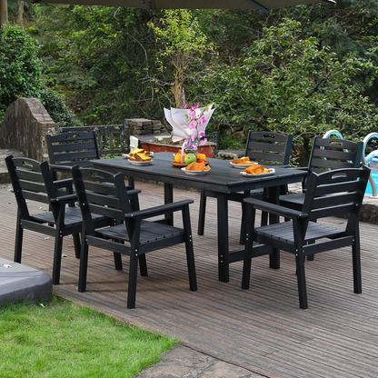 HDPE Outdoor Patio Dining Set and Six Chairs