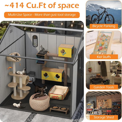 8x8 Resin Outdoor Storage Shed with a Floor