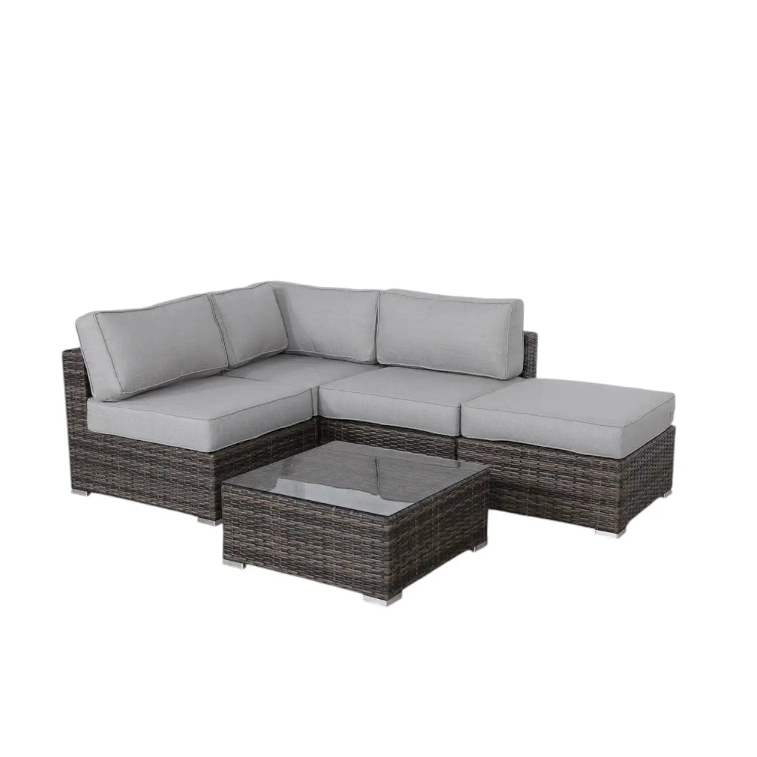 Seating set with cushions, wicker, grey cushions, 4-piece outdoor set Unique Piece Furniture on Tampa Home & Garden Store