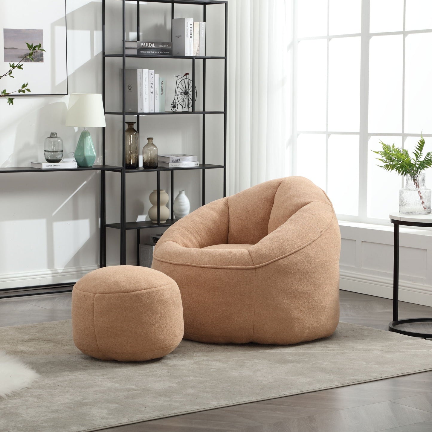 Cozy Bean Bag Chair With Foam and Footrest