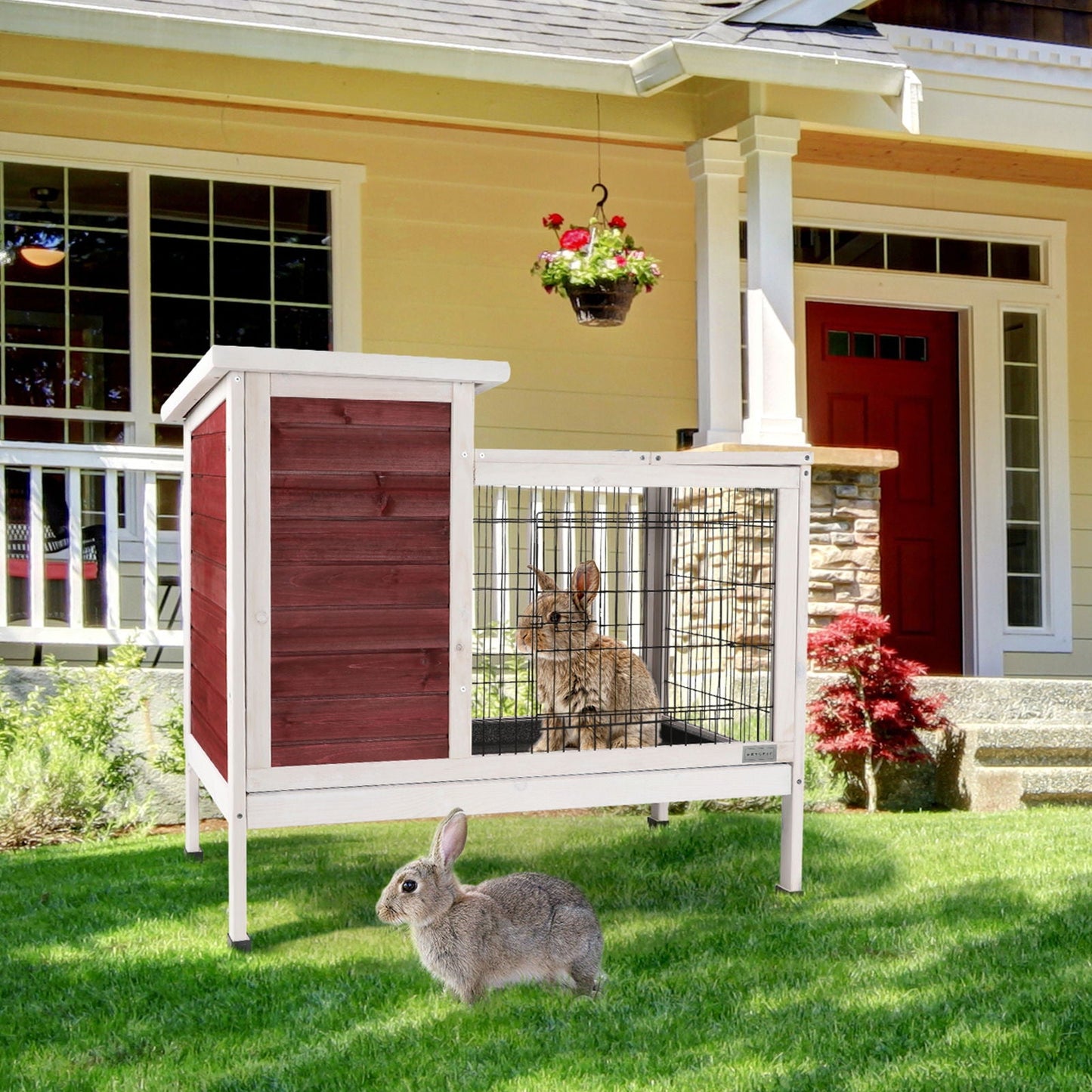 Two Tier Wooden Rabbit Cage for Small Animals