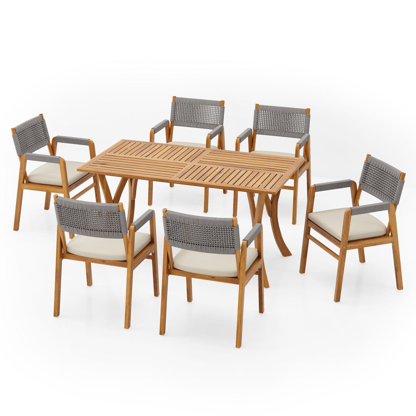 Rustic Patio Acacia Bistro Set with Cushions