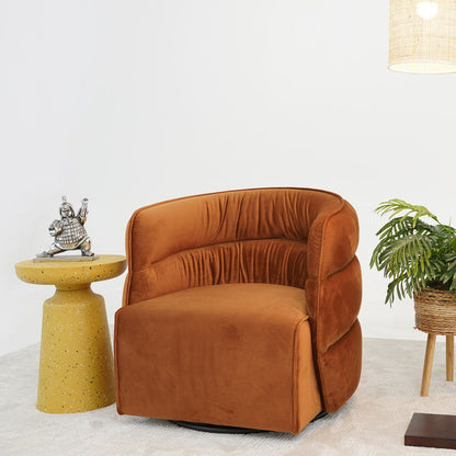 Walden swivel chair with integrated armrests in burnt orange velvet by HouseOfZazla on Tampa Home & Garden Store