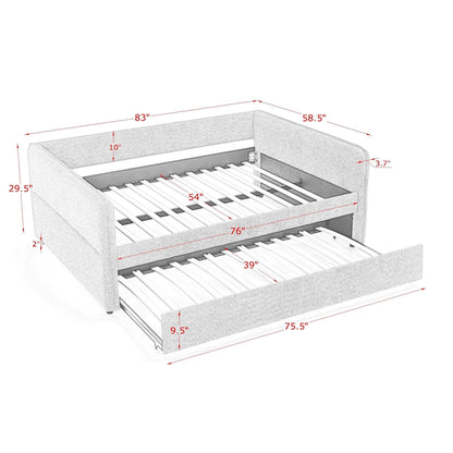 Upholstered Daybed and Pop Up Trundle Frame