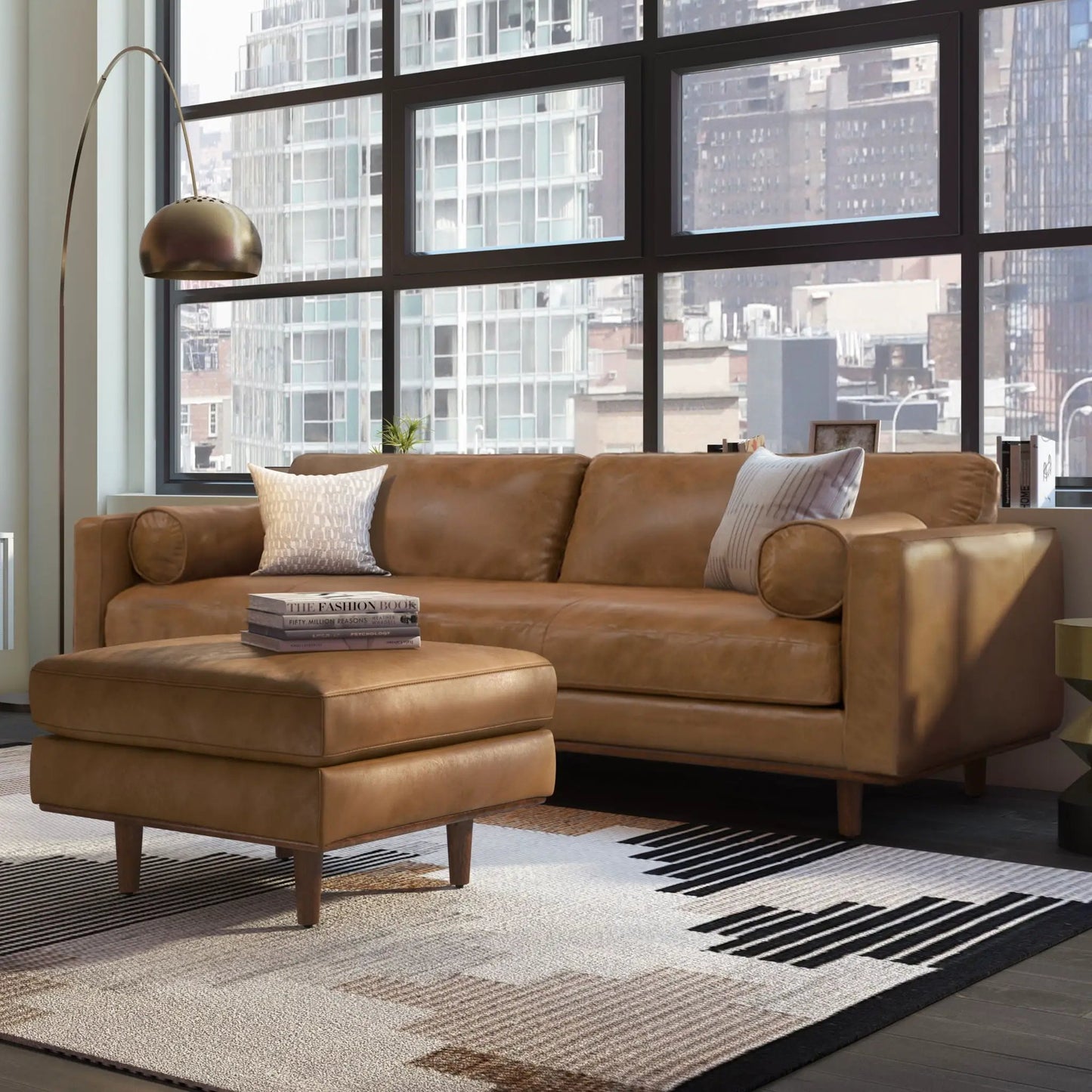 Morrison sofa and ottoman set in tan leather by Unique Piece Furniture, 2-piece set on Tampa Home & Garden Store