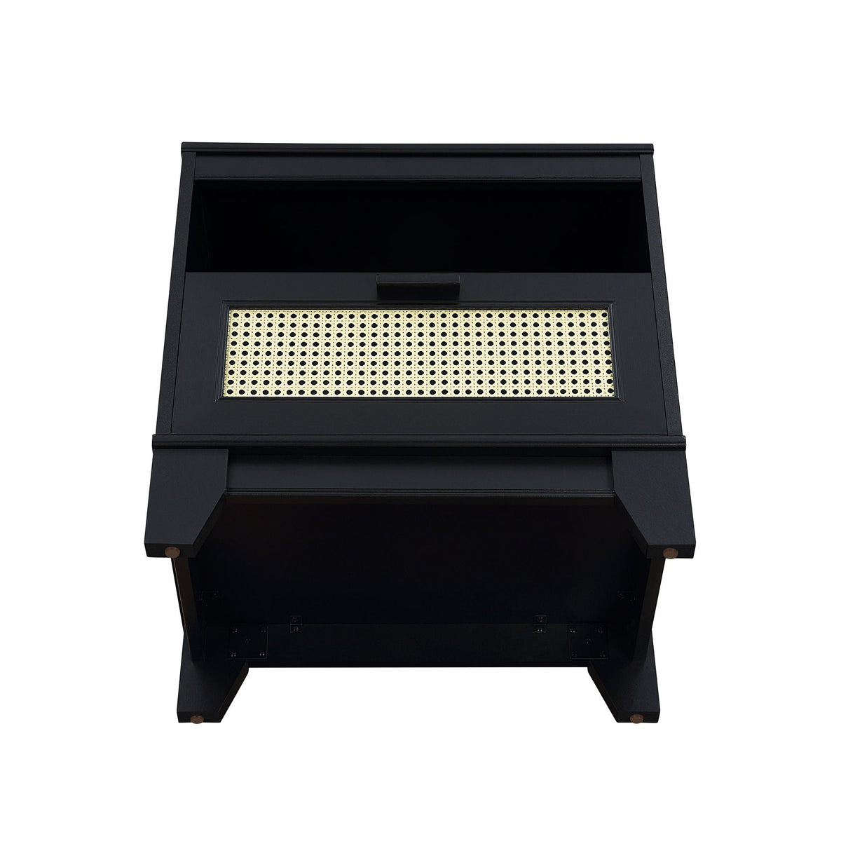 Modern cane accent nightstand with 1 drawer, black finish and caned front panel on Tampa Home & Garden Store