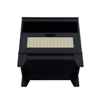 Modern cane accent nightstand with 1 drawer, black finish and caned front panel on Tampa Home & Garden Store